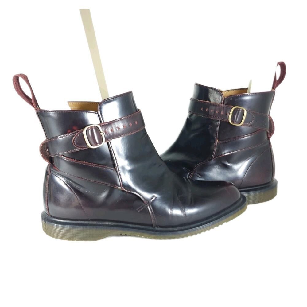 Dr. Martens Women's Teresa US 8 Leather Cherry Red Arcadia Buckle Ankle Boots